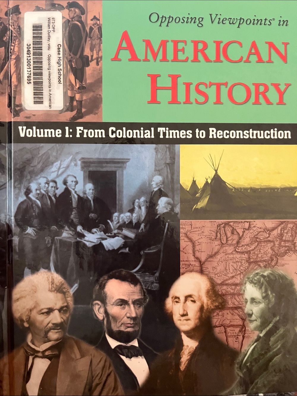 American History Wall Art Print - Green and Red Vintage Collage